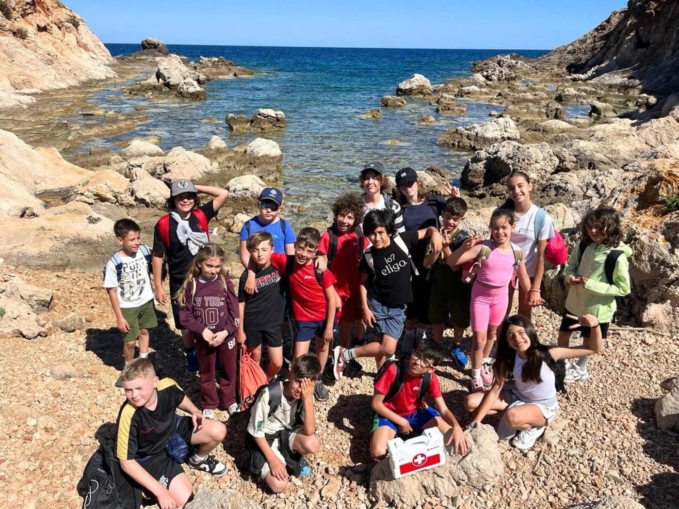 A school trip by the sea
