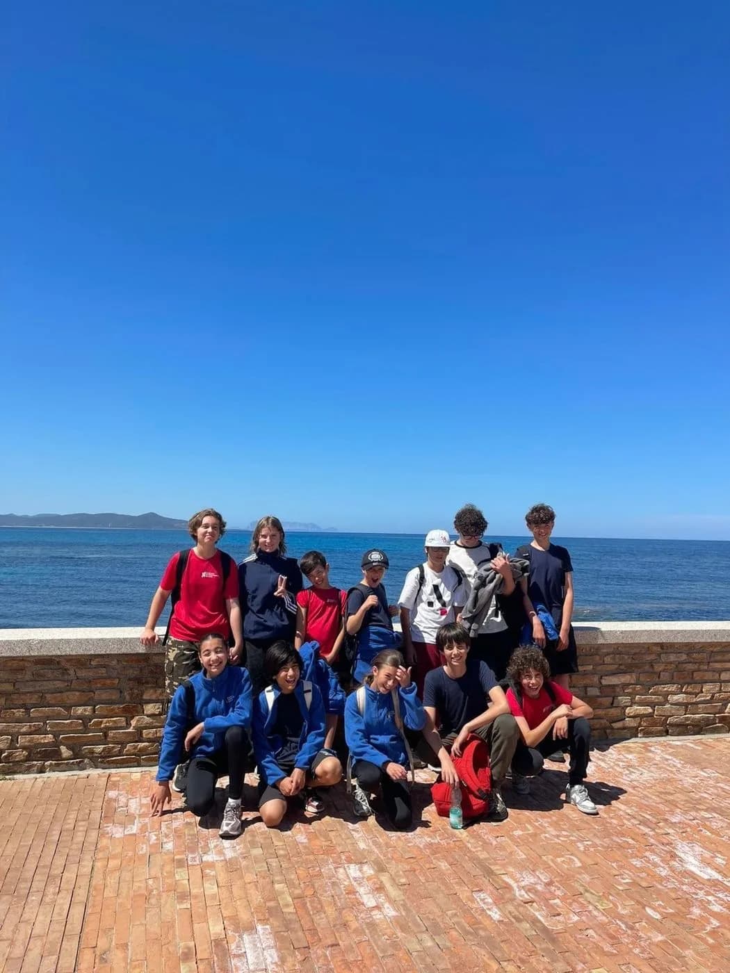 A class on a seaside trip